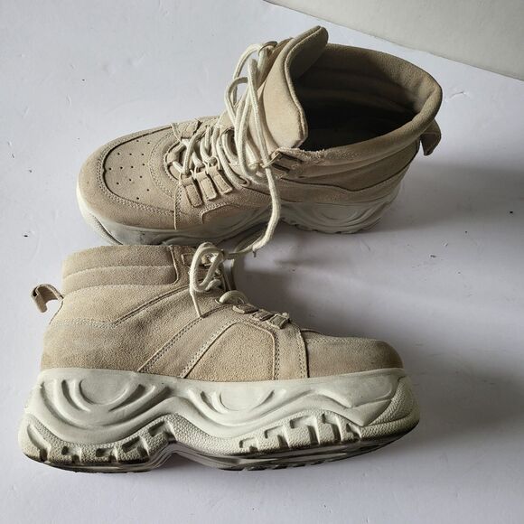 Zara Flat Split Leather High Tops - Picture 1 of 7